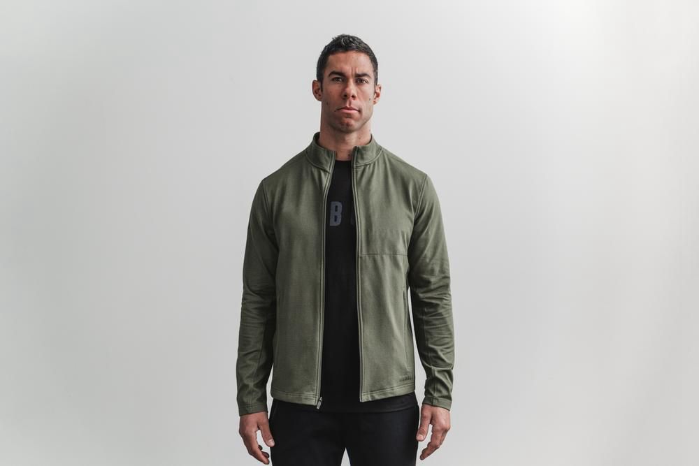 NOBULL Men's Twill Zip-Up Jackets - Army Green Twill - Ireland (5093JLNBH)